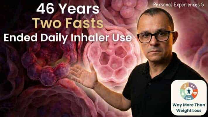Neil explaining how two extended fasts ended 46 years of daily inhaler use for asthma