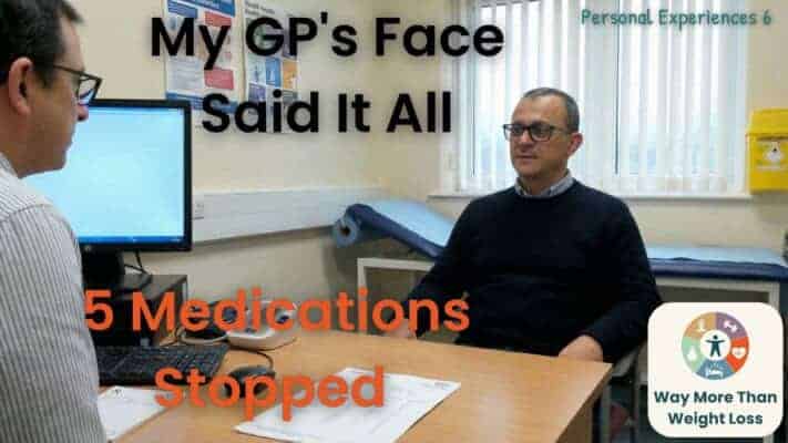 Neil sitting in GP surgery after stopping five medications through fasting and lifestyle changes