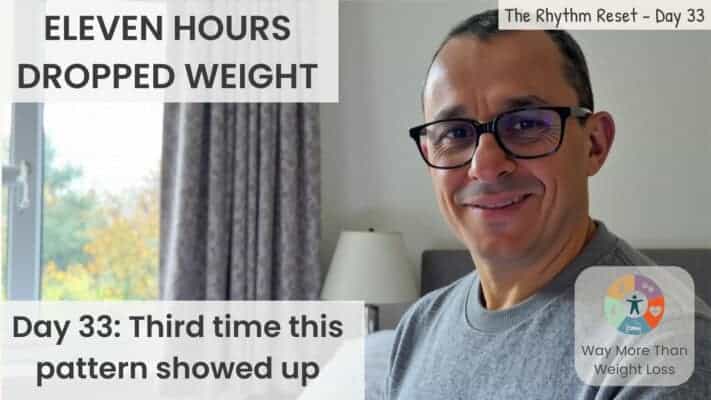 Neil tracking weight after 11 hours sleep on Day 33 of fasting challenge