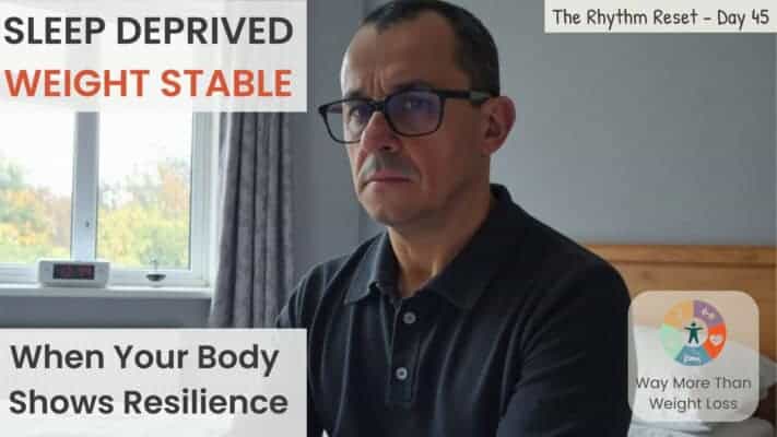 Man showing metabolic resilience despite sleep deprivation on Day 45 of fasting challenge