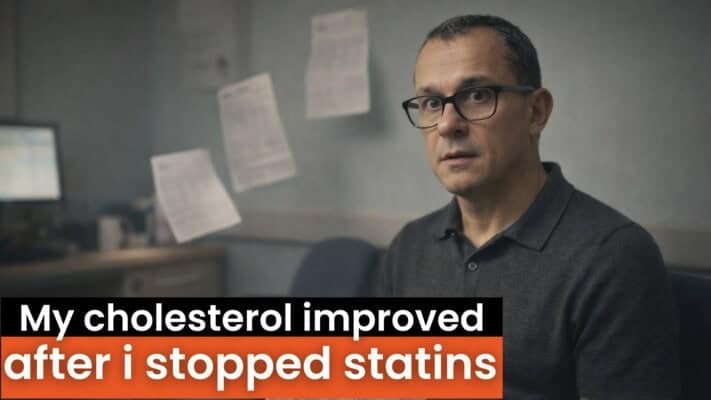 Man reviewing improved cholesterol results after stopping statins with GP supervision