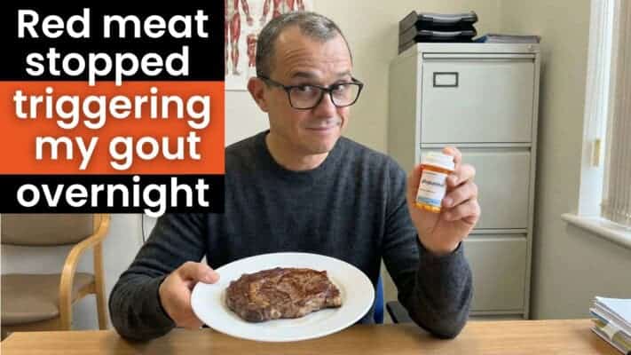 Man eating ribeye steak after 20 years avoiding red meat due to gout
