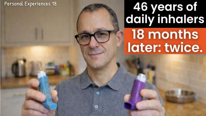 Man celebrating 18 months with minimal asthma inhaler use after 46 years