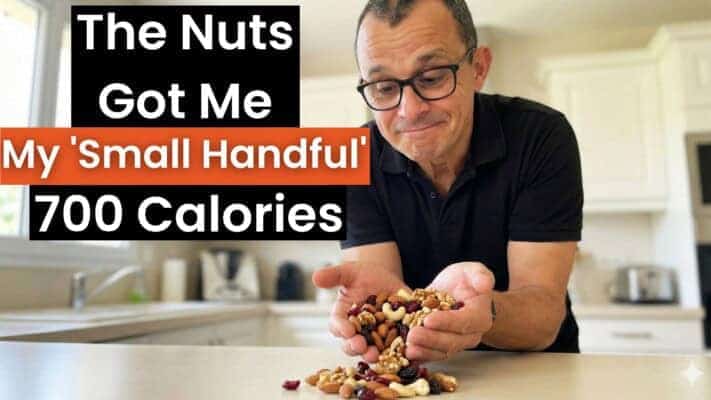 Neil reviewing tracking data after overnight weight spike from eating nuts