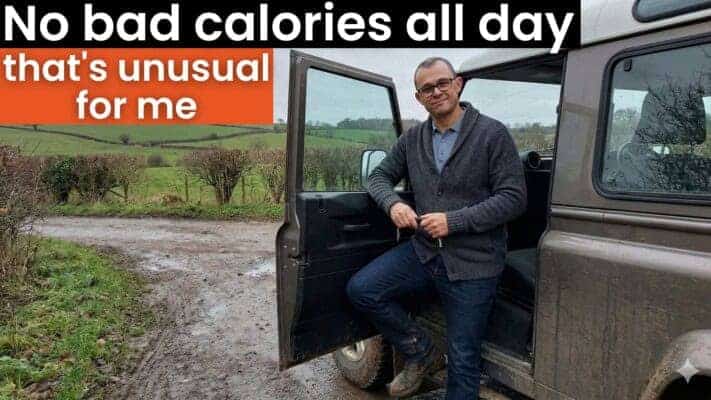 Man satisfied after low-calorie day with real food and DIY activity