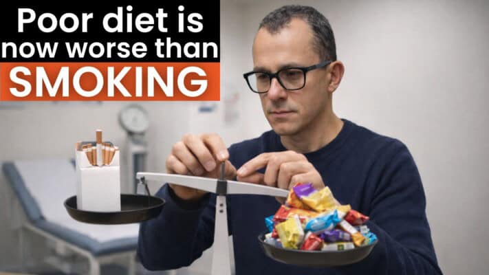 Comparison chart showing diet as bigger health threat than smoking