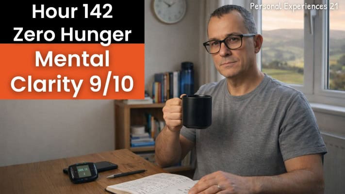 Man tracking biomarkers on day 7 of extended fast showing zero hunger