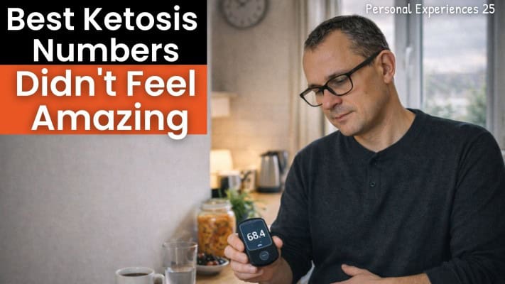 Man checking ketone meter showing deep ketosis during Day 3 extended fast