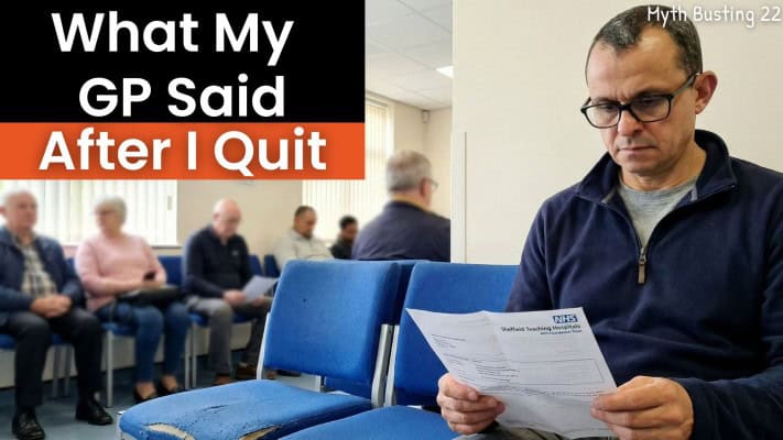 Man reviewing blood test results with GP after stopping all medication
