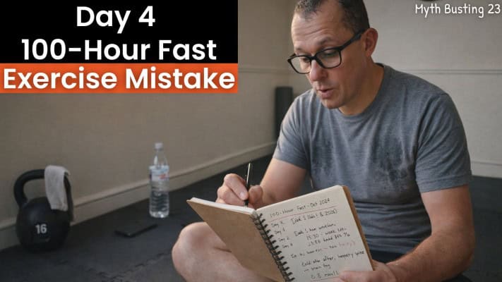 Man experiencing exercise fatigue on day 4 of 100-hour fast