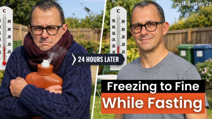 Man experiencing cold chills on Day 3 of extended fast despite warm weather