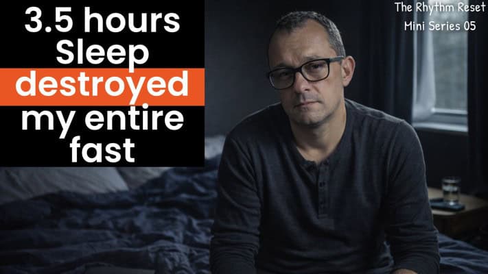 Man exhausted from poor sleep during extended fast
