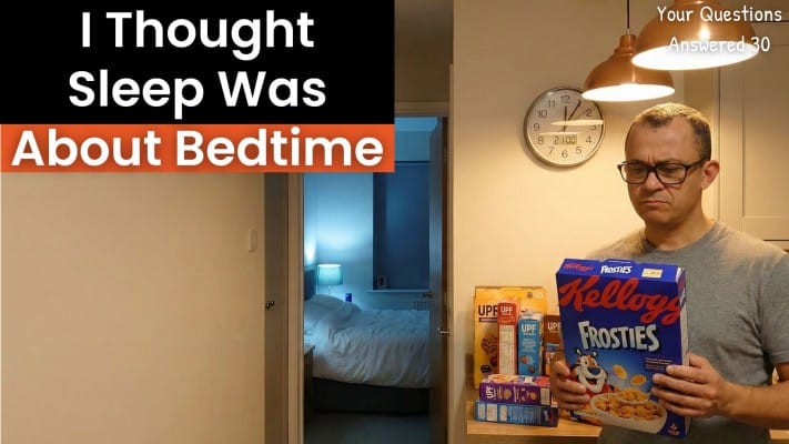 Man holding UPF cereal box at night questioning impact on sleep quality