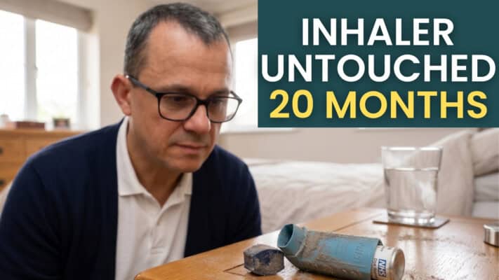 Neil reflecting on stopping his asthma inhaler after 46 years of daily use