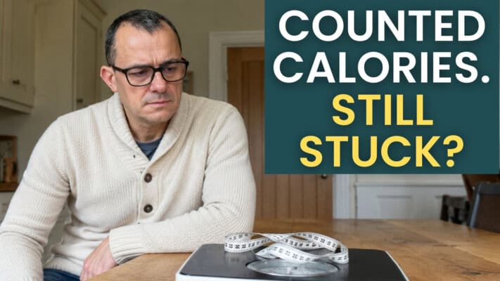 Neil reviewing NHS blood test data and body measurements tracking calorie counting results