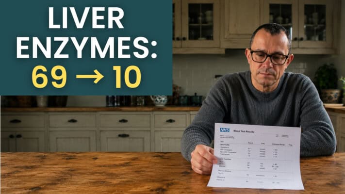 Neil's liver enzyme blood test results showing statin-linked improvement