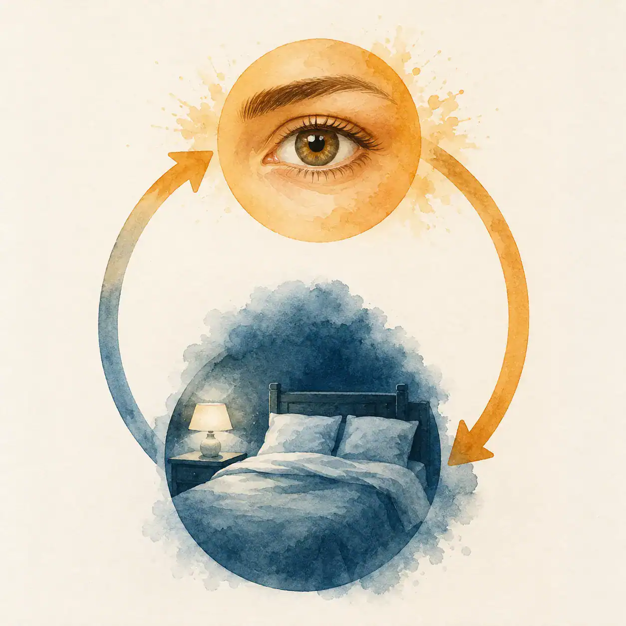 Illustration showing the conditioned wakefulness cycle - bed becoming associated with alertness rather than sleep