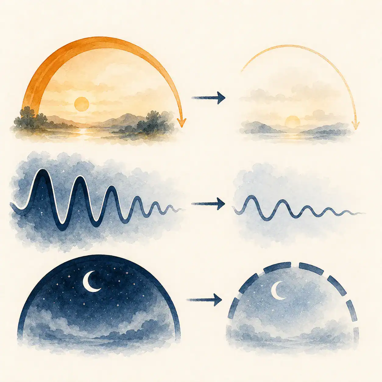 Simplified diagram showing progesterone decline reducing GABA, disrupting the sleep signal