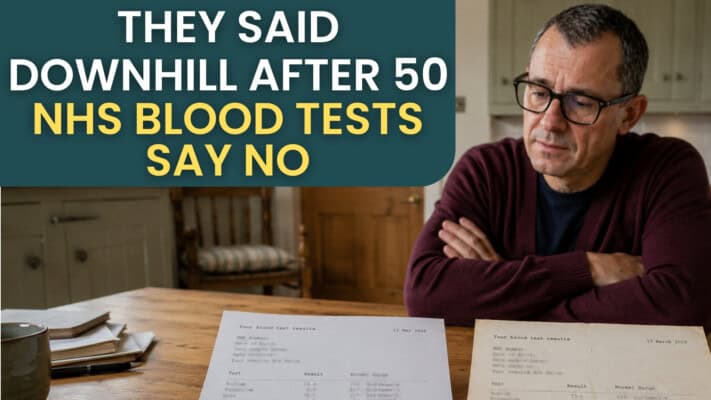 Two dated NHS blood test printouts compared at ages 50 and 52